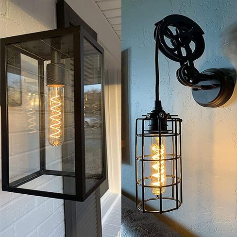 Vintage LED Spiral Filament Bulb T14, E26 LED Bulb 4W Equivalent E26 Bulb 40 Watt Warm White 2200K E26 Edison Bulb dimmable AC120V 400LM,Decorative Antique Filament Light Bulbs,Amber Glass,Pack of 4 in Saudi Arabia