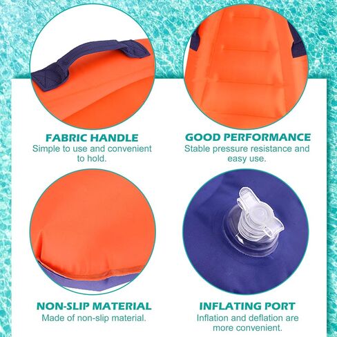 لوح سباحة قابل للنفخ، لوح سباحة محمول بمقابض، ألواح مساعدة لتعلم السباحة، لوح عائم لركوب الأمواج للشاطئ وحمام السباحة (برتقالي) in Kuwait
