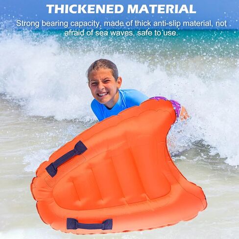 لوح سباحة قابل للنفخ، لوح سباحة محمول بمقابض، ألواح مساعدة لتعلم السباحة، لوح عائم لركوب الأمواج للشاطئ وحمام السباحة (برتقالي) in Kuwait
