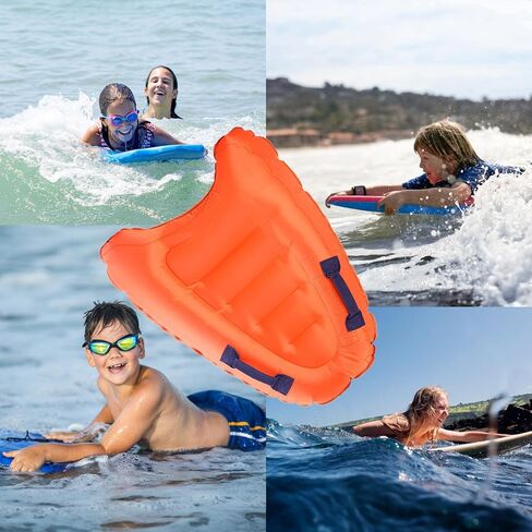 لوح سباحة قابل للنفخ، لوح سباحة محمول بمقابض، ألواح مساعدة لتعلم السباحة، لوح عائم لركوب الأمواج للشاطئ وحمام السباحة (برتقالي) in Kuwait