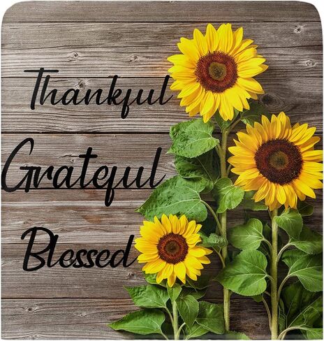 Spring Floral Chair Back Cover, Dining Chair Protector Covers, Sunflowers Thankful Grateful Wood Chair Covers Removable Chair Slipcovers for Weeding Banquet Party 19"x18", 4 Pack in Saudi Arabia