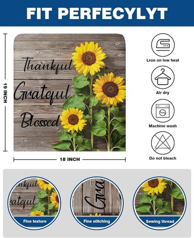 Spring Floral Chair Back Cover, Dining Chair Protector Covers, Sunflowers Thankful Grateful Wood Chair Covers Removable Chair Slipcovers for Weeding Banquet Party 19"x18", 4 Pack in Saudi Arabia