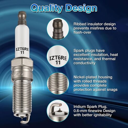 BDFHYK Set of 6 Iridium Spark Plug Compatible with Chevy Buick Cadillac GMC Saturn,2.0L 2.4L 2.5L 2.8L 3.0L 3.5L 3.6L 4.6L 6.0L L4 V6 V8,Engine Replacement for 41-109 12622561 12681660 ILTR6E11 in Saudi Arabia