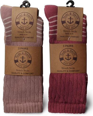 12 زوجًا من الجوارب النسائية ذات الرقبة المترهلة من Yacht & Smith، عرض حزمة كبيرة من القطن، متنوعة بألوان مخططة in Kuwait