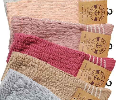 12 زوجًا من الجوارب النسائية ذات الرقبة المترهلة من Yacht & Smith، عرض حزمة كبيرة من القطن، متنوعة بألوان مخططة in Kuwait