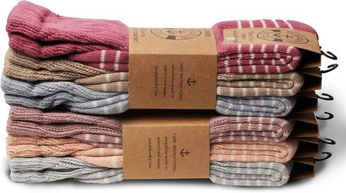 12 زوجًا من الجوارب النسائية ذات الرقبة المترهلة من Yacht & Smith، عرض حزمة كبيرة من القطن، متنوعة بألوان مخططة in Kuwait