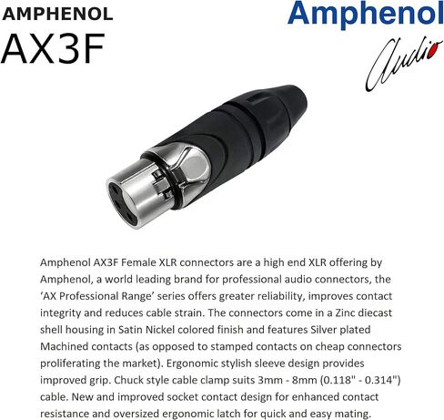 WORLDS BEST CABLES 2 Units - 5 Foot - Canare L-4E6S, Star Quad Balanced Male to Female Microphone Cables with Amphenol AX3M & AX3F Silver XLR Connectors - Custom Made in Saudi Arabia
