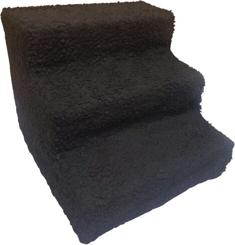 ZENVY Pet Steps | 3-Step Non-Slip Fleece Covered Pet Steps for Small Dogs and Cats (Black) in Kuwait