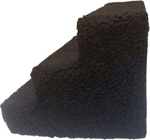 ZENVY Pet Steps | 3-Step Non-Slip Fleece Covered Pet Steps for Small Dogs and Cats (Black) in Kuwait