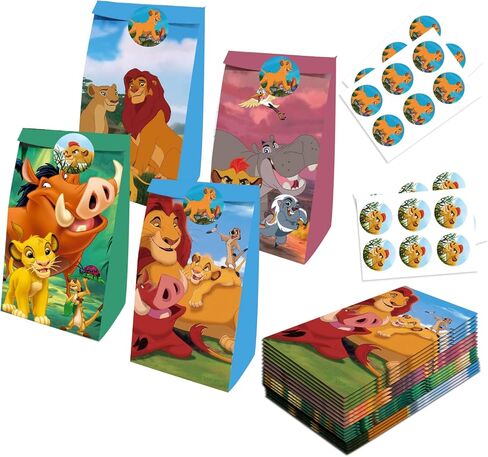 24 عبوة من أكياس هدايا حفلات الأسد كينج وأكياس الحلوى ومستلزمات حفلات أسد كينج وديكور حفلات أعياد الميلاد in Kuwait