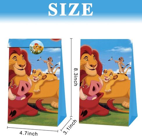 24 عبوة من أكياس هدايا حفلات الأسد كينج وأكياس الحلوى ومستلزمات حفلات أسد كينج وديكور حفلات أعياد الميلاد in Kuwait