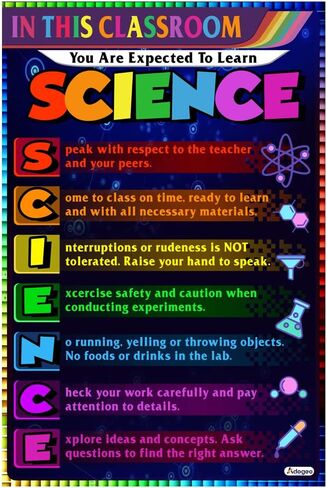 ADOGEO Science Classroom Rules Poster - in This Classroom Posters - Science Class Decor - Science Lab Printable Art, Science Teacher Supplies, School Counseling Wall Art 12''x18'' in Saudi Arabia
