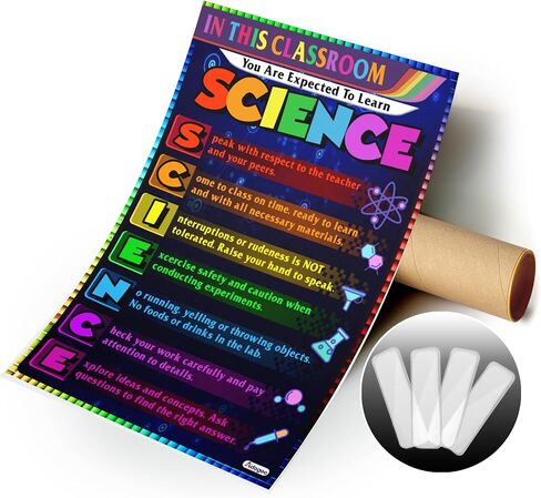 ADOGEO Science Classroom Rules Poster - in This Classroom Posters - Science Class Decor - Science Lab Printable Art, Science Teacher Supplies, School Counseling Wall Art 12''x18'' in Saudi Arabia