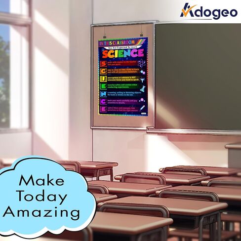 ADOGEO Science Classroom Rules Poster - in This Classroom Posters - Science Class Decor - Science Lab Printable Art, Science Teacher Supplies, School Counseling Wall Art 12''x18'' in Saudi Arabia
