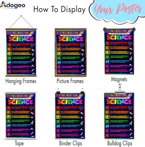ADOGEO Science Classroom Rules Poster - in This Classroom Posters - Science Class Decor - Science Lab Printable Art, Science Teacher Supplies, School Counseling Wall Art 12''x18'' in Saudi Arabia