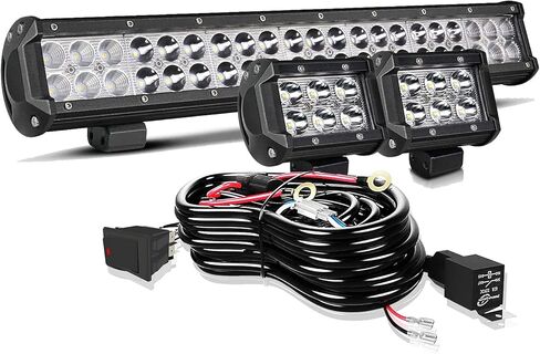 TURBO SII 20 in LED Light Bar W/2pcs Spot Pods Cubes Switch Harness for Tractor Boat Utv Golf Cart Ford Polaris RZR Ranger Honda ATV Gmc Yukon Pickup Tacoma Am Commander 4Wheeler Yamaha Suburban in Kuwait