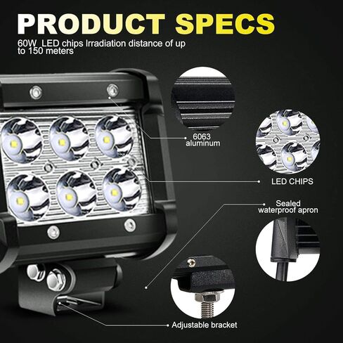 TURBO SII 20 in LED Light Bar W/2pcs Spot Pods Cubes Switch Harness for Tractor Boat Utv Golf Cart Ford Polaris RZR Ranger Honda ATV Gmc Yukon Pickup Tacoma Am Commander 4Wheeler Yamaha Suburban in Kuwait