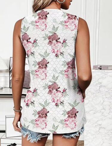Tank Tops for Women Sleeveless Eyelet Shirts Loose Fit High Neck Cami Going Out Basic Tanks Cute Summer Top in Saudi Arabia