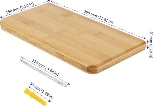 2 قطعة رف حائط من الخيزران مقاس 12 × 6 بوصة عائم، أرفف حائط خشبية ريفية، أرفف خشبية عائمة لغرفة النوم والحمام والمطبخ in Kuwait
