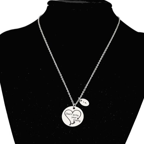MYOSPARK Semicolon Necklace Don't Write Your Ending Mental Health Awareness Jewelry Inspirational Motivational Gift in Kuwait