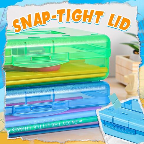 Patelai 30 Pcs Large Capacity Pencil Case Bulk Clear Hard Plastic Pencil Box Organizer with Snap Tight Lid Stackable Crayon Storage Box for Kids School Classroom Home Office 2 Style (Multicolor) in Saudi Arabia