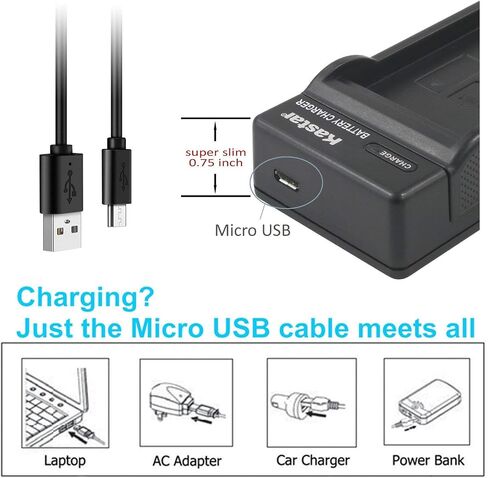 Kastar Battery (X2) & Slim USB Charger for Samsung IA-BP105R & HMX-F80 HMX-F90 HMX-F800 HMX-F900 SMX-F50 SMX-F53 SMX-F54 SMX-F500 SMX-F501 SMX-F530 SMX-F70 SMX-F700 HMX-H300 H303 H304 H305 HMX-H320 in Saudi Arabia