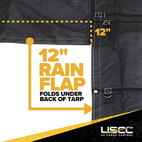 US Cargo Control Lightweight Lumber Tarp - 20 Feet x 28 Feet with 6 Foot Drop and Flap - Durable Protection for Your Flatbed Trailer Cargo - 14 Ounce Black Tarp for Flatbed in Saudi Arabia