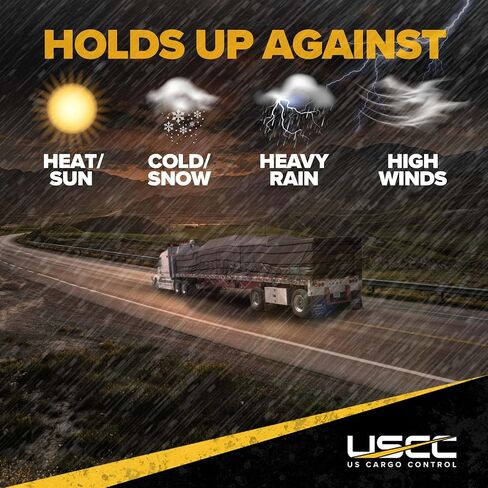 US Cargo Control Lightweight Lumber Tarp - 20 Feet x 28 Feet with 6 Foot Drop and Flap - Durable Protection for Your Flatbed Trailer Cargo - 14 Ounce Black Tarp for Flatbed in Saudi Arabia