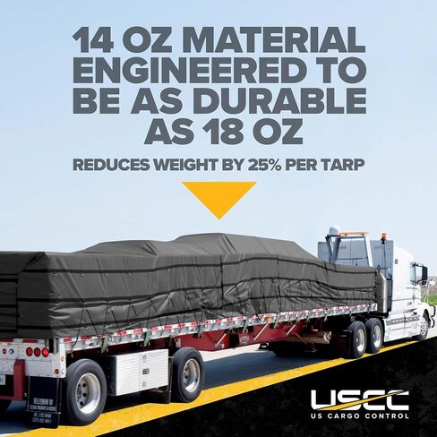 US Cargo Control Lightweight Lumber Tarp - 20 Feet x 28 Feet with 6 Foot Drop and Flap - Durable Protection for Your Flatbed Trailer Cargo - 14 Ounce Black Tarp for Flatbed in Saudi Arabia