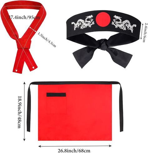 Kids Hibachi Chef Hat Teppanyaki Tall Chef Cap With Hachimaki Headband Tie Apron for Hibachi Birthday Party Costume in Saudi Arabia