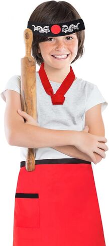 Kids Hibachi Chef Hat Teppanyaki Tall Chef Cap With Hachimaki Headband Tie Apron for Hibachi Birthday Party Costume in Saudi Arabia