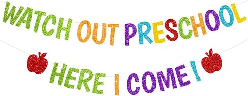 لافتة لامعة احترس من مرحلة ما قبل المدرسة هنا أعود لافتة العودة إلى المدرسة، لافتة اليوم الأول من المدرسة، لافتة ما قبل المدرسة للأطفال في الفصل الدراسي، لوازم تزيين الحفلات in Kuwait