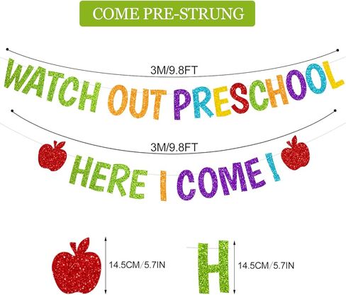 لافتة لامعة احترس من مرحلة ما قبل المدرسة هنا أعود لافتة العودة إلى المدرسة، لافتة اليوم الأول من المدرسة، لافتة ما قبل المدرسة للأطفال في الفصل الدراسي، لوازم تزيين الحفلات in Kuwait