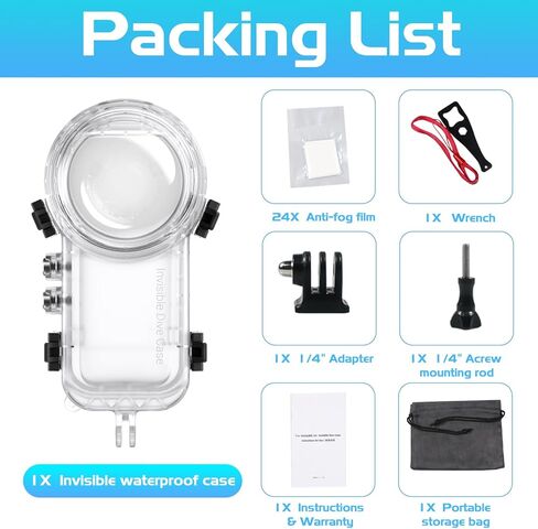 Invisible Dive Case for Insta360 X4, 50m (164ft) Waterproof Case Underwater Photography Housing Depth Protective Shell with Bracket for Insta360 X4 Accessories in Saudi Arabia