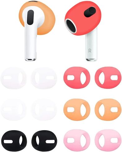 Fit in Case Ear Cover Eargel Ear Tips Compatible with AirPods 3, Anti Slip Earbud Covers Tips Compatible with AirPods 3, 6 Pairs White Black Clear Pink Purple Green in Saudi Arabia