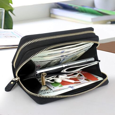 Harryshell Compatible with iPhone 12 Pro Max 6.7 inch 2020 Case Wallet Multi Zipper Detachable Magnetic Cover Clutch Purse with Card Slots Mirror Crossbody Chain Wrist Strap (Black) in Saudi Arabia