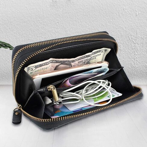 Harryshell Compatible with iPhone 12 Pro Max 6.7 inch 2020 Case Wallet Multi Zipper Detachable Magnetic Cover Clutch Purse with Card Slots Mirror Crossbody Chain Wrist Strap (Black) in Saudi Arabia