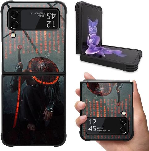 Case Compatible with Galaxy Z flip 3 5G Case,Samurai Galaxy Z flip 3 5G Cases Pattern for Boys Man,Anti-Scratch Shockproof Cover for Z flip 3 5G Case in Saudi Arabia