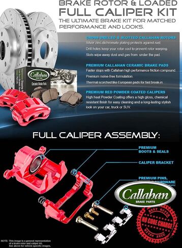 طقم فرامل أمامية من Callahan لسيارة Crown Victoria Town Marauder دوارات فرامل محفورة ومشقوقة ووسادات فرامل سيراميك مع الفرجار in Saudi Arabia