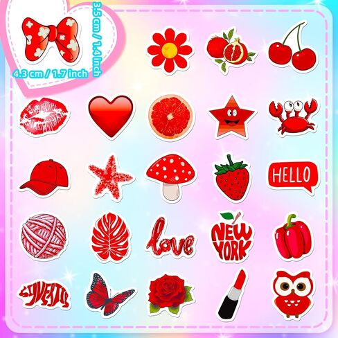 100 قطعة من الملصقات الجمالية باللونين الأحمر والأسود، حزمة ملصقات VSCO من الفينيل المقاوم للماء لليوميات، زجاجة مياه، كمبيوتر محمول، قارورة مائية، لوح التزلج، كمبيوتر للمراهقات والفتيات البالغات in Kuwait