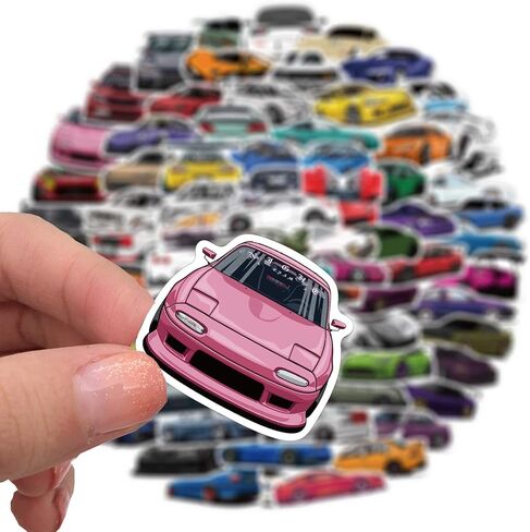100 قطعة من ملصقات سيارات السباق JDM - ملصقات فينيل vsco للسيارات المقاومة للماء للأطفال، والكمبيوتر المحمول، والقارورة المائية، وزجاجات المياه، وخوذات الأطفال، وحزم ملصقات ملصقات سيارات الكمبيوتر in Kuwait