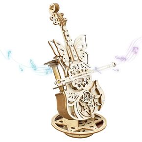 3D Wooden Puzzles, DIY Assembled Adult Toys, Home Decorations, Creative Musical Gift Hobby Kit, 143 Pieces, Cello Music Box