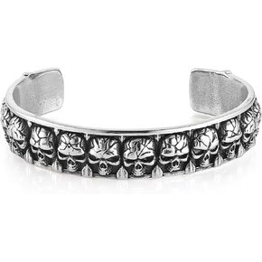 HZMAN Skull Bracelet for Men Boy Gothic Punk Stainless Steel Cuff Bracelet Biker Bracelet Jewelry Gift