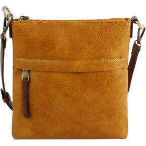Le Miel Vegan Leather Double Zipper Square Crossbody Bag - Chic Companion for Women's Everyday Casual Occasions
