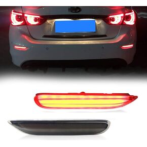 GTINTHEBOX 3D Optic Red LED Rear Bumper Reflector Brake Tail Lights w/Sequential Turn Signal Lamps, Strobe Brake Lighting Kit For Infiniti Q50 QX56 QX60 Nissan Pathfinder Rogue, etc