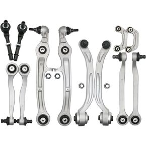 12pcs Front Suspension Kit Control Arm Assembly Ball Joint Tie Rod Sway Bar Kit for Audi A6 Quattro S6 2005-2011