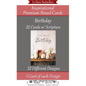 Birthday (No Repeated Cards) 32 Designs Christian/Religious Greeting Card Assortment #3 ~ Scripture in every card
