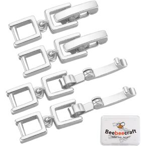 Beebeecraft 1 Box 6Pcs Fold Over Clasps Platinum Plated Brass 29mm Necklace Bracelet Extenders Bracelet Clasps for Bracelet Necklace DIY Jewelry Making