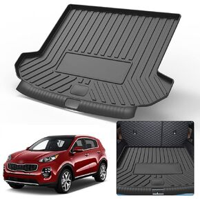 Cargo Liner for 2021 2022 Sportage - Black TPO All Weather Heavy Duty Waterproof Rear Cargo Tray Trunk Floor Mat Protector Compatible with 2017-2022 KIA Sportage