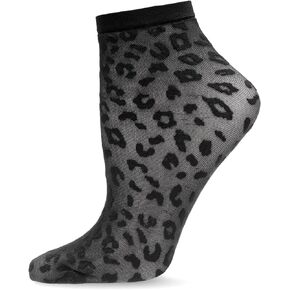 MeMoi Women's Wild and Free Leopard Print Sheer Anklet Sock